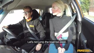 Fake Driving School - Tall British blonde gets CREAMPIED in